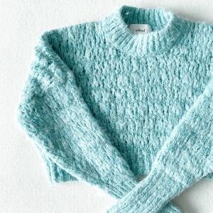 Aritzia Wilfred Lune Sweater aqua blue Alpaca Wool Blend Cropped sweater
